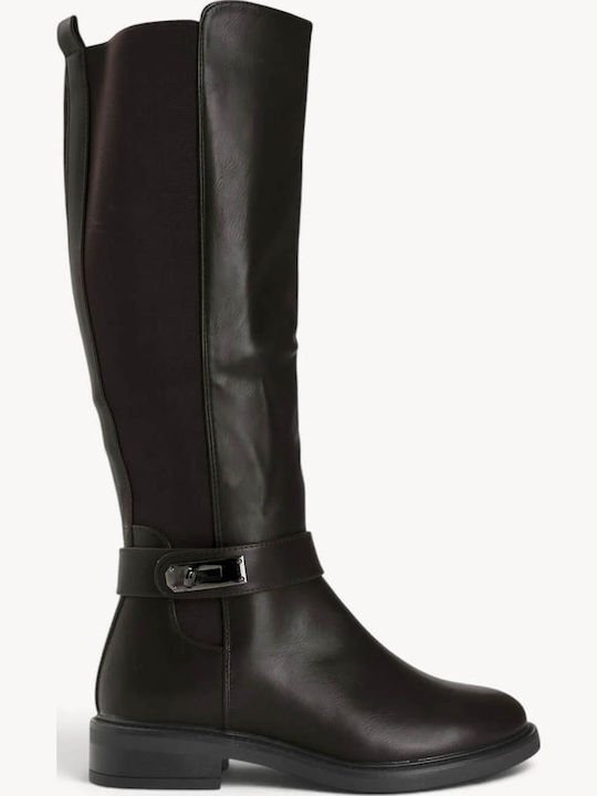 Braune Damenstiefel Reiten Mit Metallischem Dek...