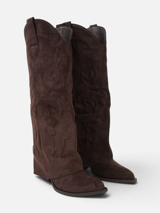 Suede Women's Cowboy Brown Boots
