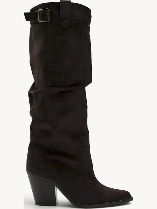 Braune Wildleder Damenstiefel Western Zune Agrapha