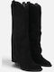 Suede Women's Cowboy Black Boots