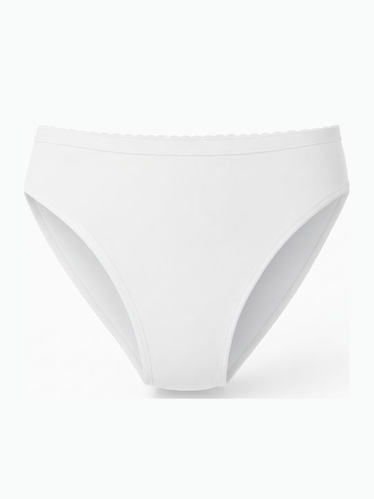 Ladym Slip Bumbac Pentru Femei Cu Dantelă Alb
