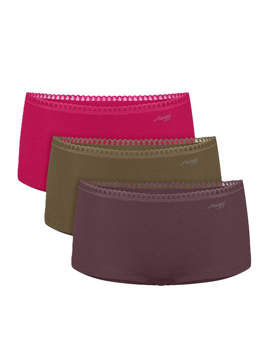 Sloggi Damen-Boxer 3er Pack Braun-Khaki