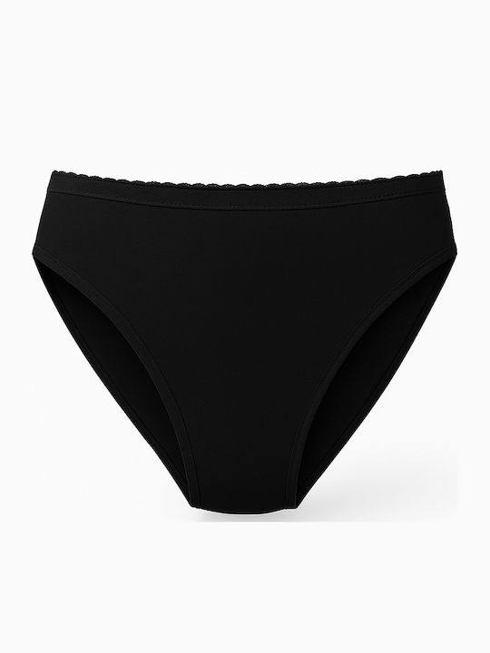 Slip Bumbac Pentru Femei Cu Dantelă Negru