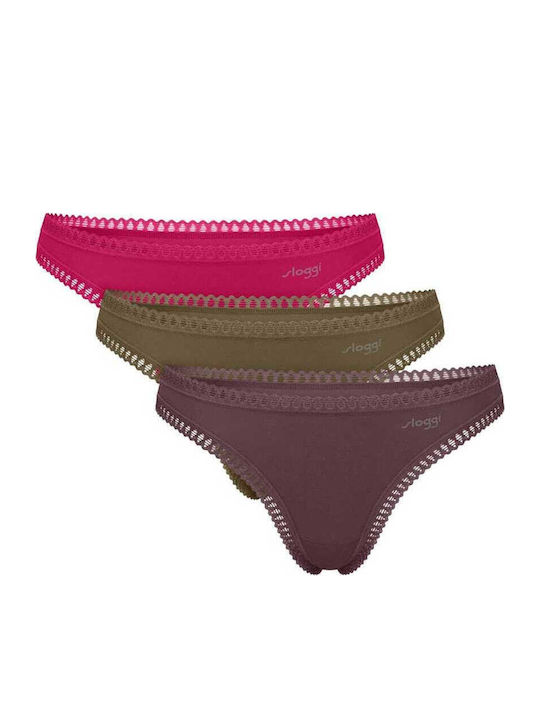 Sloggi Cotton Women's String 3Pack with Lace Fu...
