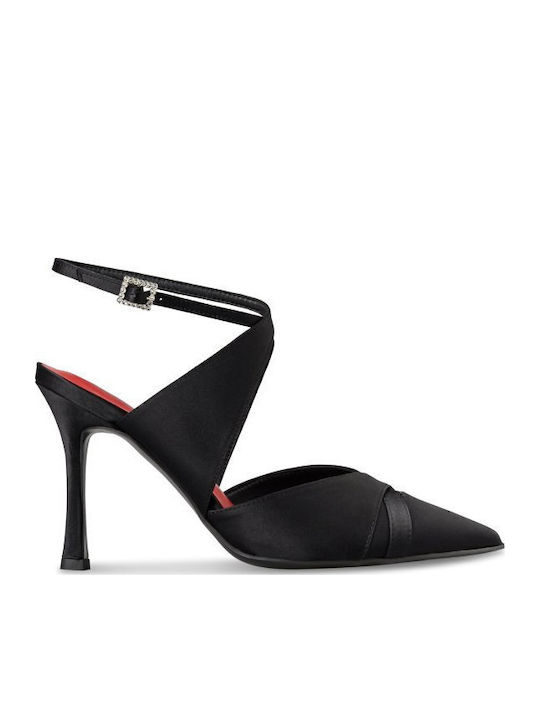 Envie Shoes Γόβες Σατέν με Ψηλό Τακούνι Μαύρες