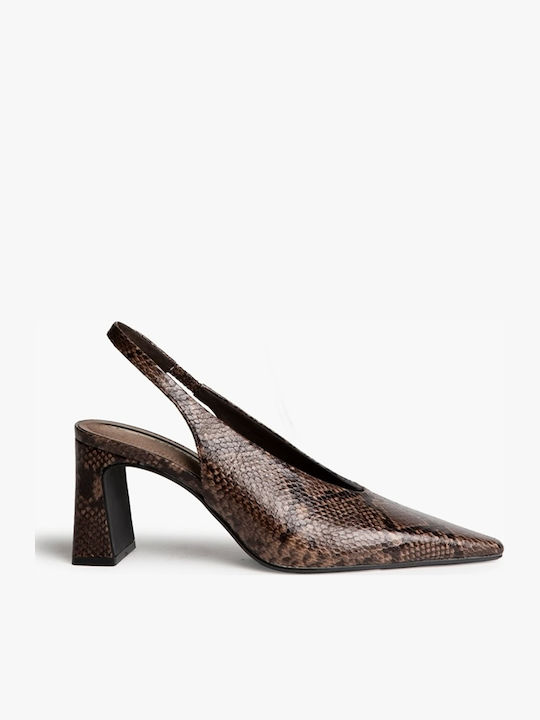 Spitze Zehe Pumps mit Hochem Absatz Braune