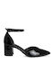 Pantofi cu toc din piele cu toc mediu negre