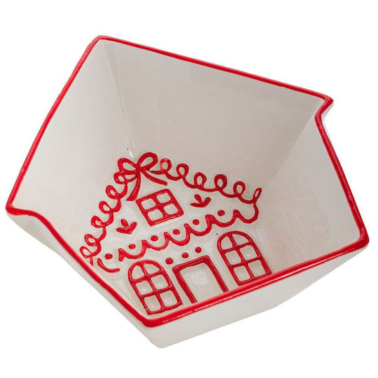 Bol Ceramice De Crăciun Căsuță Alb-Roșu 14x14x5cm Iliadis 94108 Set 2 Bucăți Material Ceramic Alb Iliadis Il_94108
