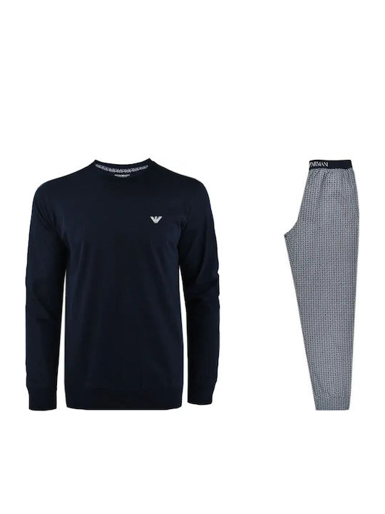 Emporio Armani Winter Herrenpyjama Blau