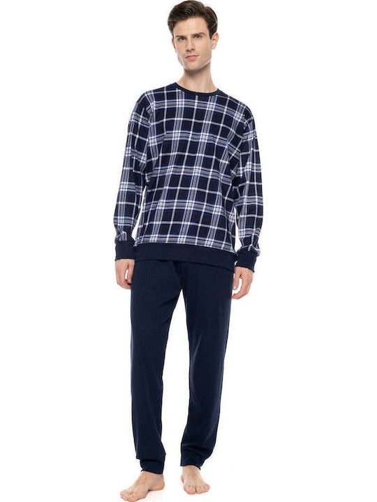 Ulisse Χειμερινή Ανδρική Πιτζάμα Midnight Blue Plaid