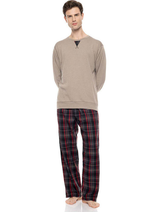 Ulisse Χειμερινή Ανδρική Πιτζάμα Grey Plaid