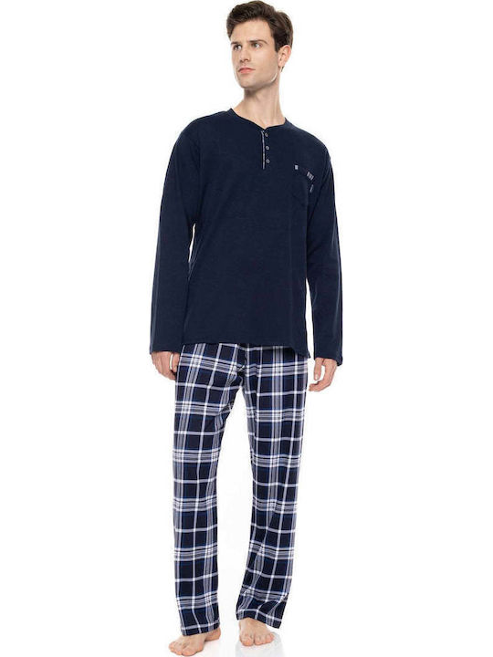 Ulisse Χειμερινή Ανδρική Πιτζάμα Midnight Blue Plaid