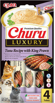 Churu Luxury Deliciu Cremos pentru Pisici cu Ton și Creveți Regali 4 X 14 G