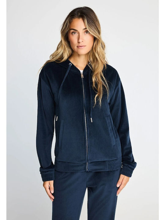 Funky Buddha Long Women's Velvet Hooded Sweatsh...