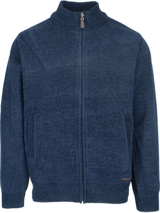 Lexton Herren Gestrickte Kapuzen-Jacke Blau