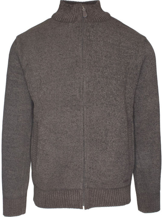 Lexton Herren Gestrickte Kapuzen-Jacke Braun