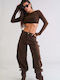 Women's Jean Pants in Baggy Leg Style Brown