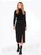 Pencil Midi Skirt Black