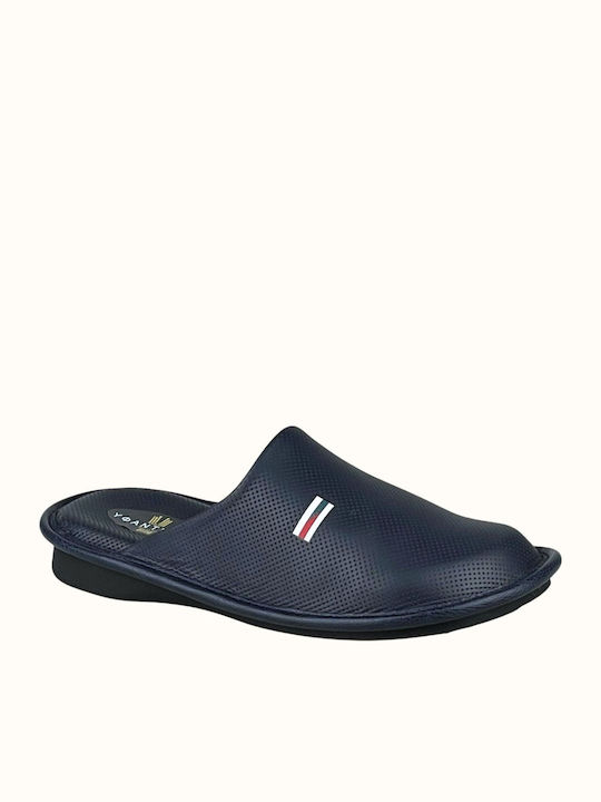 Yfantidis Leder Herren Hausschuhe Blau