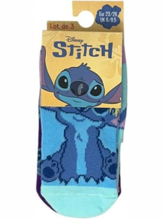 Disney Παιδικές Κάλτσες Stitch Λιλά 3 Ζευγάρια