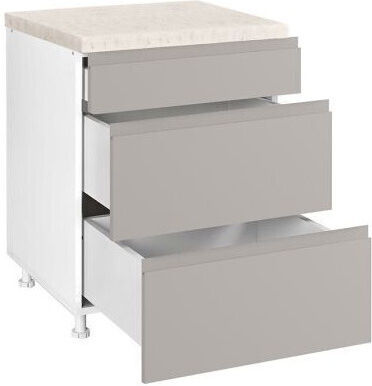 Aura D60 3f B Επιδαπέδια Συρταριέρα Κουζίνας Μπεζ 60x60x85εκ.