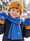 Set Kids Beanie with Scarf & Gloves Knitted Blue
