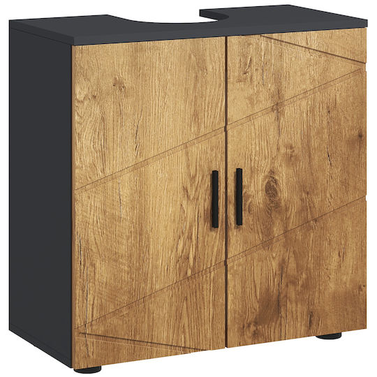Kleankin Badezimmer Waschtisch-Einheit Ohne Waschbecken M60xB30xH60cm Eiche