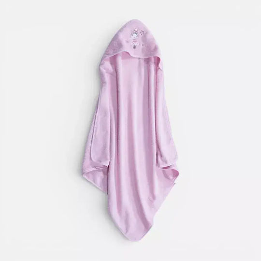 Nef-Nef Homeware Baby-Badetuch mit Kapuze Ballerine World Lila 75x75cm