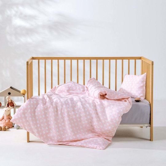 Kentia Baby Bettbezug Set mit Kissenbezug Rosa-Weiß 100x140cm