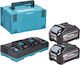 Makita Makita Batteriesatz für Werkzeug mit 2 Lithium-Ionen-Batterien 4Ah Kapazität mit Ladegerät