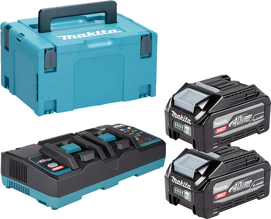 Makita Makita Batteriesatz für Werkzeug mit 2 Lithium-Ionen-Batterien 4Ah Kapazität mit Ladegerät