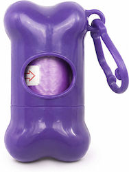 Dispenser Igienic De Saci Pentru Câini Formă De Os Clip Violet