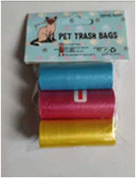 Set 3 Saci Igienici Pentru Câini Rezerve Colorate Albastre Roz Galbene