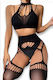 Lingerie Set Choker Neck Garters Stockings