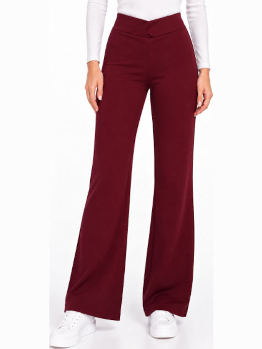 Women's Fabric Trousers in Regular Fit Burgundy WB-41096-27TR-BURG