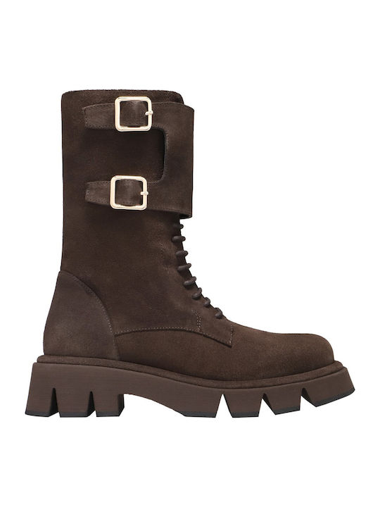 Suede Women's Ankle Boots Brown