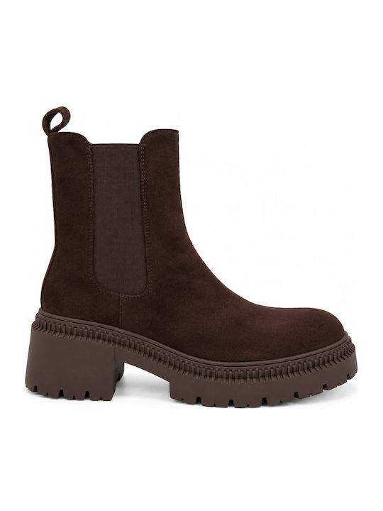Ideal Shoes Chelsea Μποτάκια Καφέ