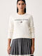 Women's Long Sleeve Cotton Sweater Ecru