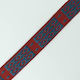 Gro Ribbon Squares Vertical Thick Burgundy Base & Large Rhombus Stitch Blue 3 Cm Meter