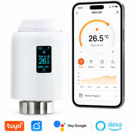 Cap De Termostat Electronic Cu Wi-Fi Pentru Calorifer 1 Bucată