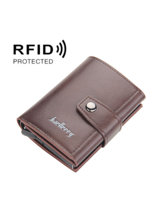 Антикрадлива Калъфка За Карти Baellerry – Кожен Портфейл Rfid Въглеродни Влакна Кафяв