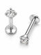 Helix Piercing Ασημί Λευκό Ζιργκόν Ss027a