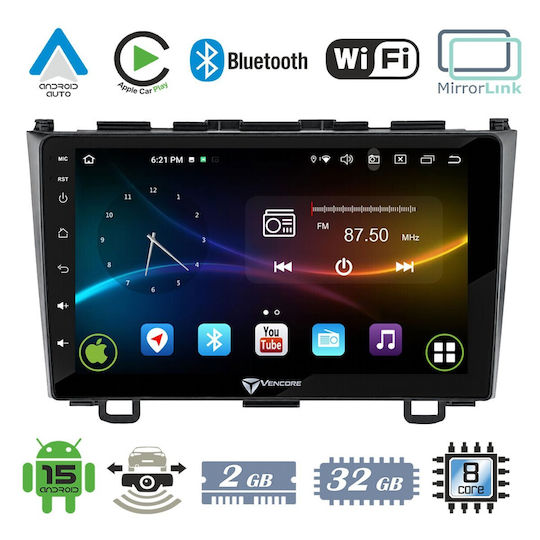 VenCore Auto-Audiosystem für Honda CR-V 2006-2012 mit Touchscreen 9" Bluetooth USB AUX Eingebautes Wi-Fi GPS Apple CarPlay Android Auto