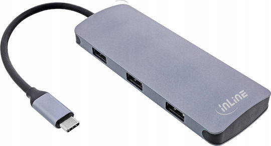 InLine USB 3.2 10 Port USB Hub with USB-C / USB-A Connection Grey