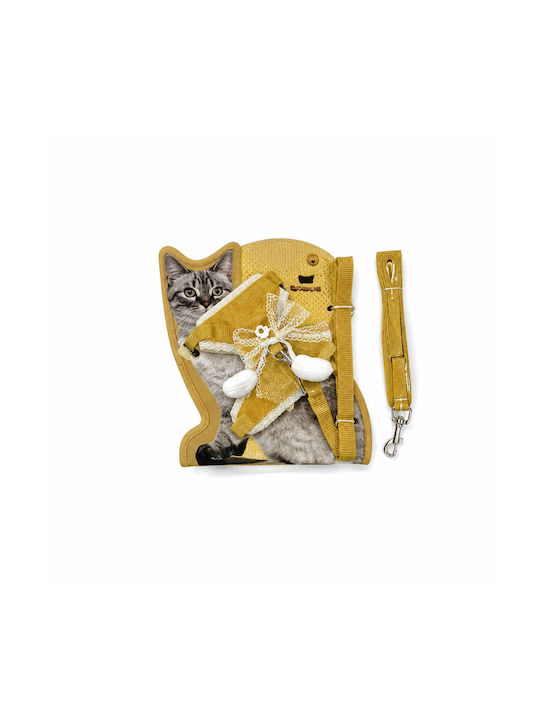 Harness Vest Type Cats Small Dogs Leash Bow Mustard Yellow