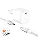 Fixed Încărcător GaN cu Port USB-C și Cablu USB-C - USB-C 65W Power Delivery Alb