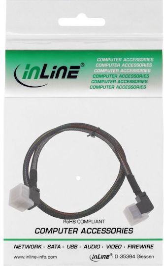 Inline Mini Sas Hd Sff-8643 Cable Sff-8643 Angled + Sideband 0.5m 27626a