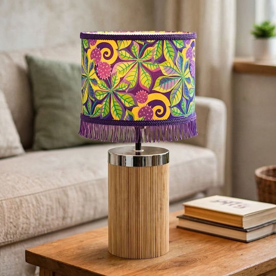 Table Lamps Jane Sassaman Wood Dimensions 55*20 E27 Oxygen Lampshades