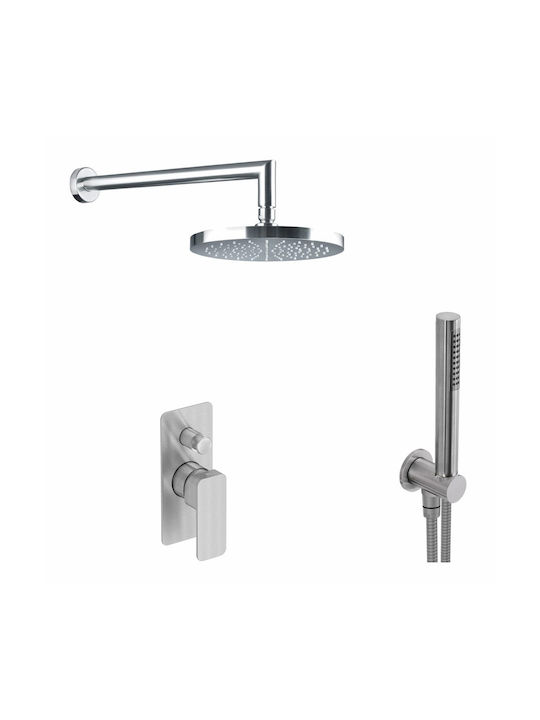 Eurorama Quadra για Ντουζιέρα 2 Εξόδων Inox Ασημί
