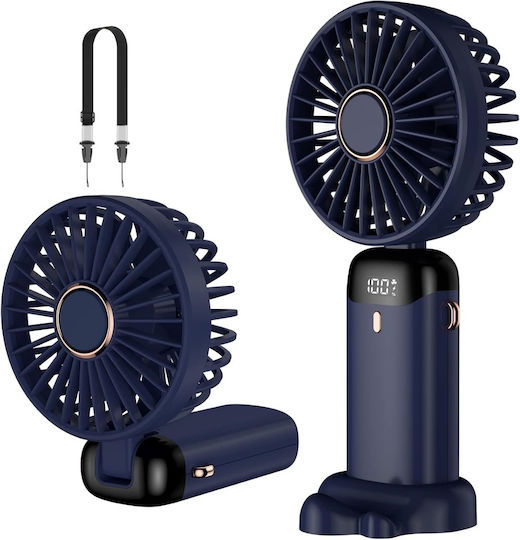 Ventilator Portabil Pliabil Reîncărcabil De Mână Cu 5 Viteze Baterie 4200mah Ecran Led Încărcare Usb Birou Pentru Exterior
